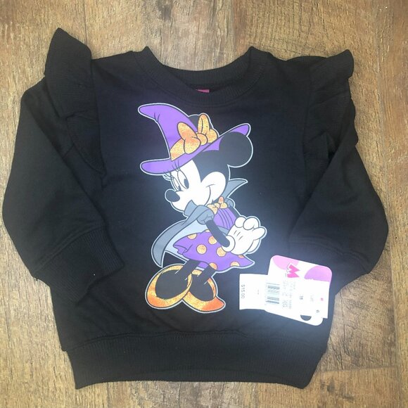Toddler Girls' Disney Minnie Mouse Halloween Sweatshirt Black 12 months - Picture 1 of 4